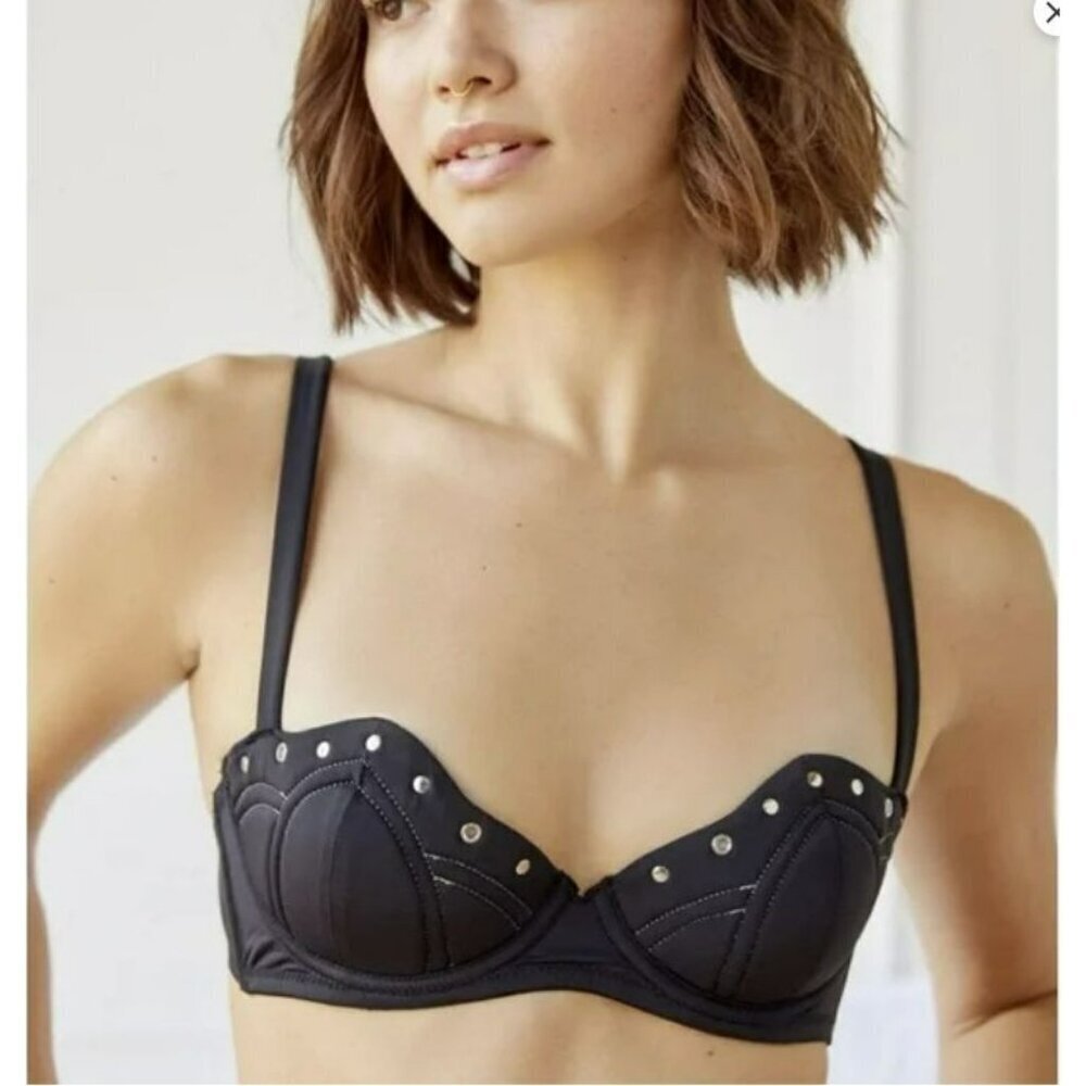 Thistle and Spire Black Studded Balconette Bra